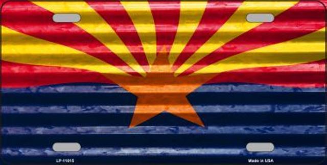 Arizona Flag Corrugated Metal License Plate – Auto License Plates Frames