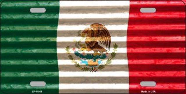 Mexico Flag Corrugated Metal License Plate