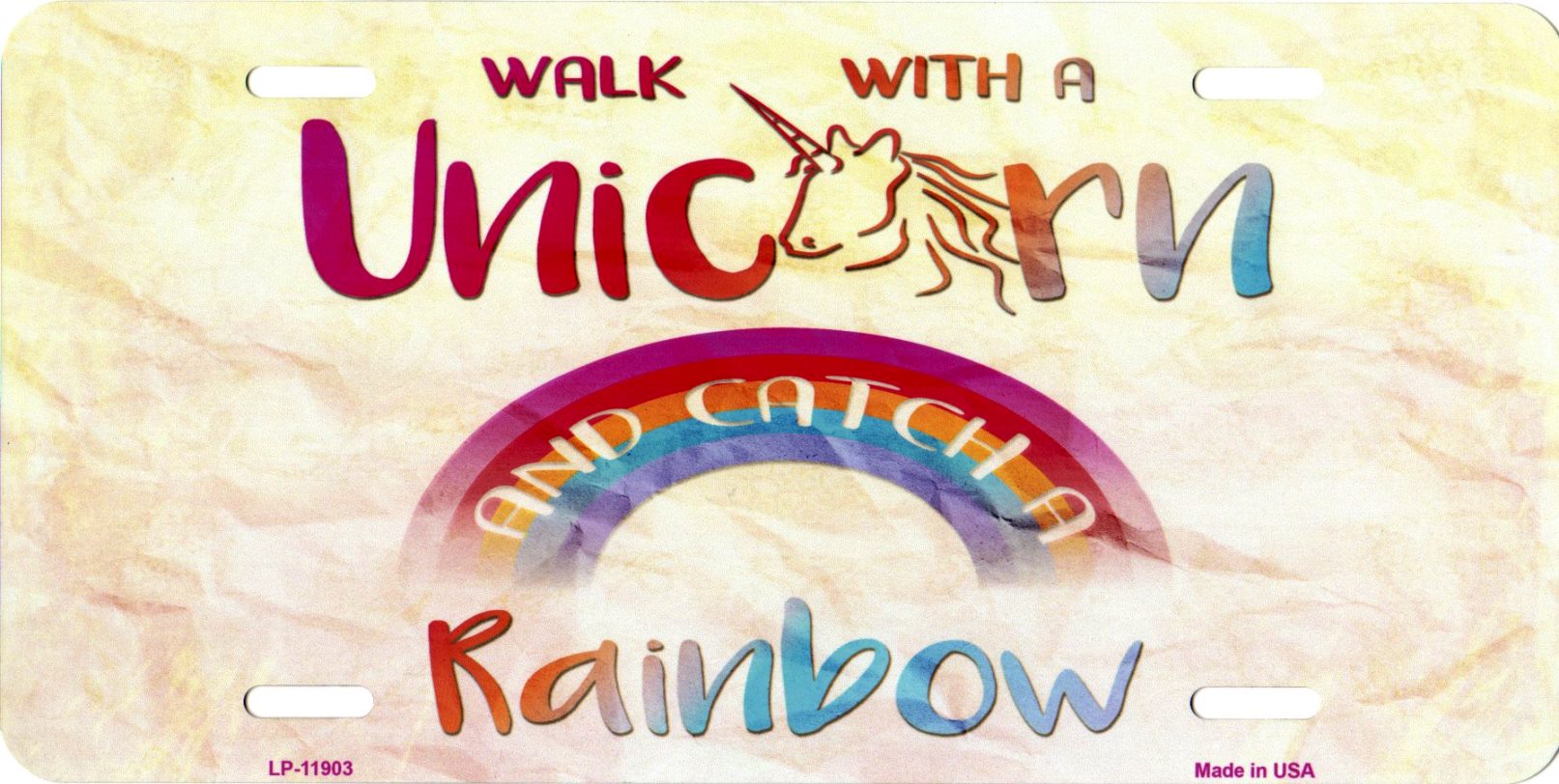 Walk With A Unicorn Metal License Plate