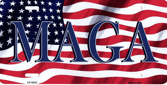 MAGA Flag Metal License Plate