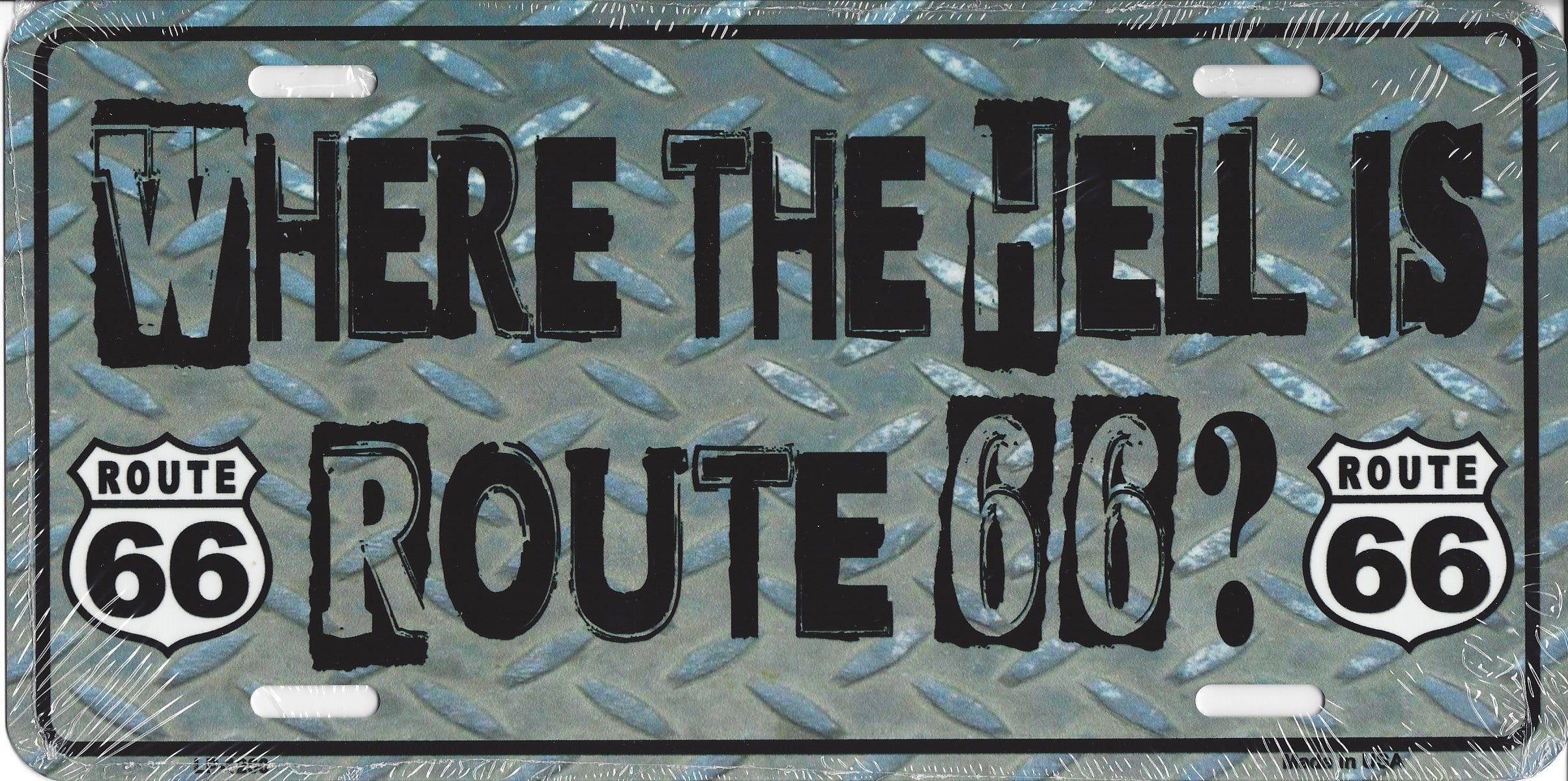 Where The Hell Is Route 66? Metal License Plate – Auto License Plates ...