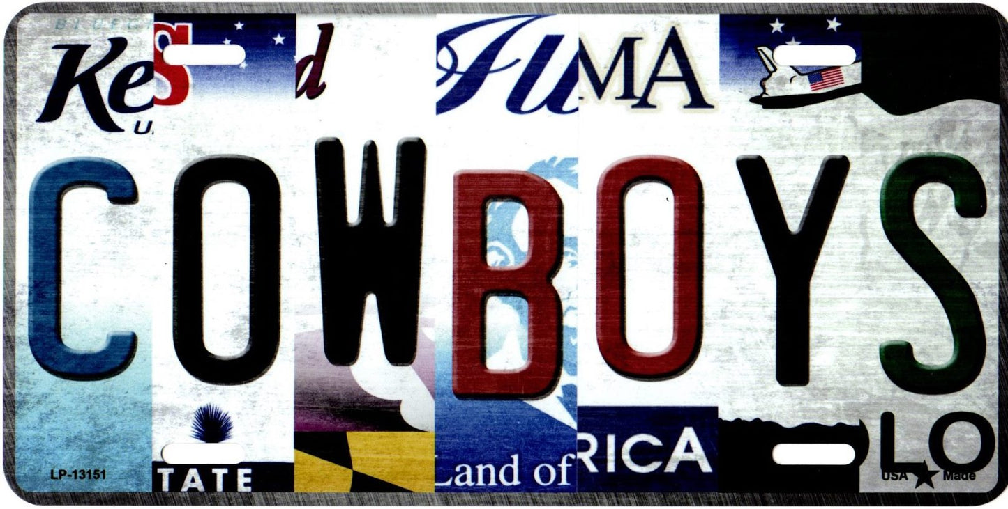 Cowboys Strip Art Metal License Plate