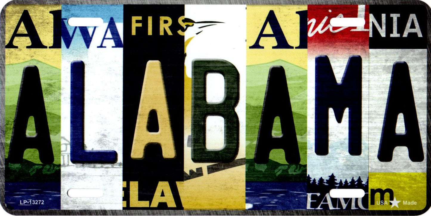 Alabama Strip Art Metal License Plate