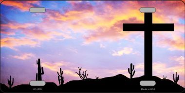 Cross At Sunrise Metal License Plate