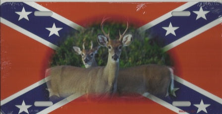 Rebel Flag with Deer License Plate