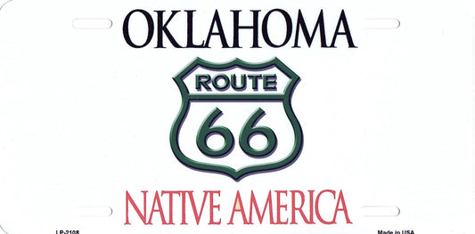 Route 66 Oklahoma Native America Metal License Plate