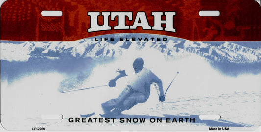 Utah Life Elevated Metal License Plate