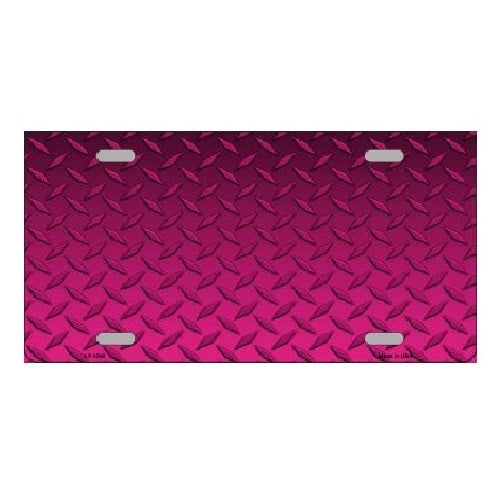 Diamond Plate Pink Background Metal License Plate