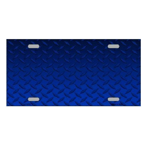 Diamond Plate Blue Background Metal License Plate