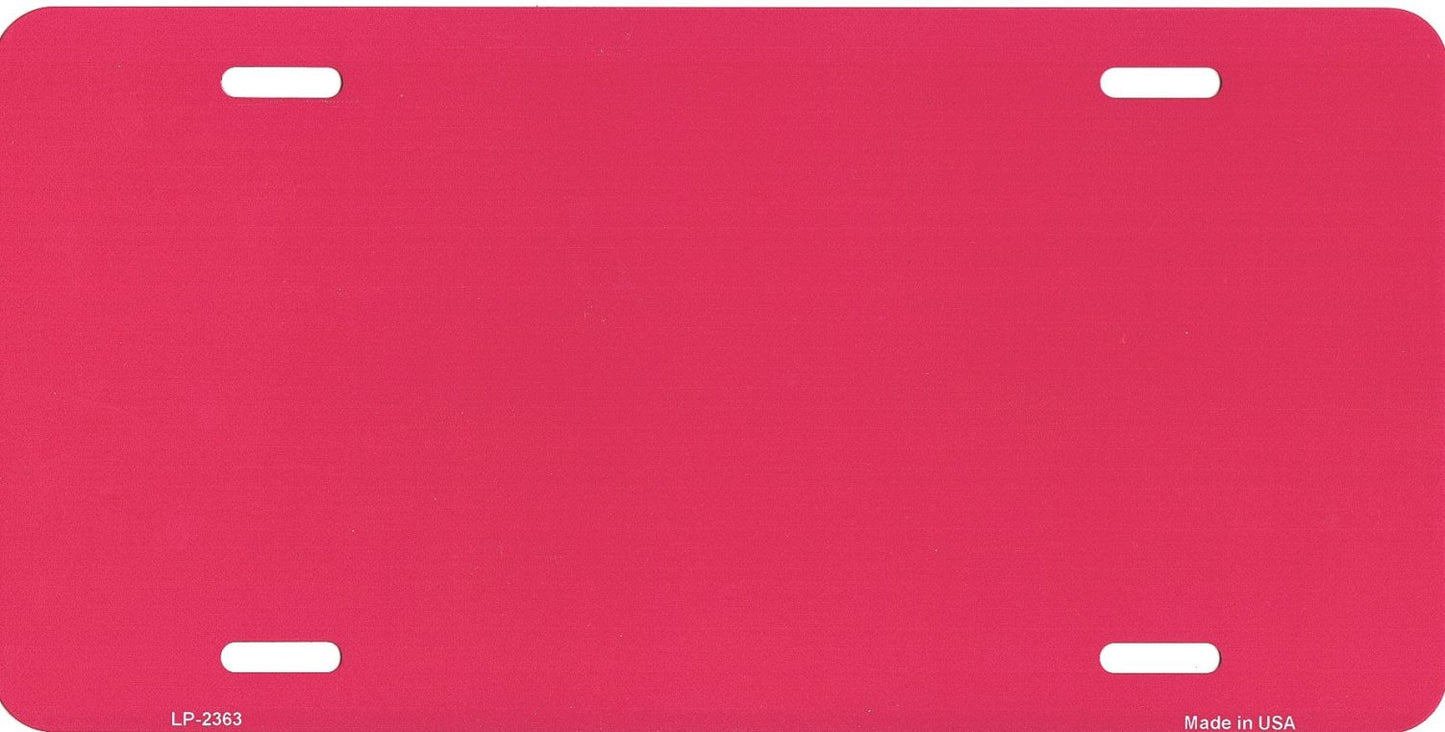 Pink Solid Background Metal License Plate