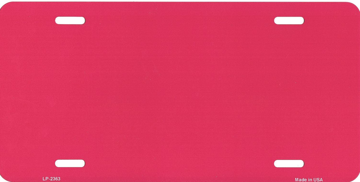 Pink Solid Background Metal License Plate