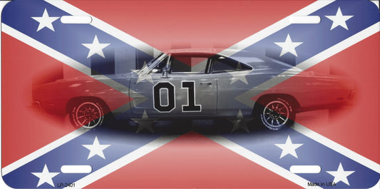 CONFEDERATE FLAG CHARGER REBEL METAL PHOTO NOVELTY LICENSE PLATE