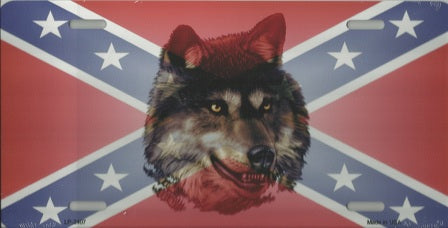 Rebel Flag with Wolf License Plate