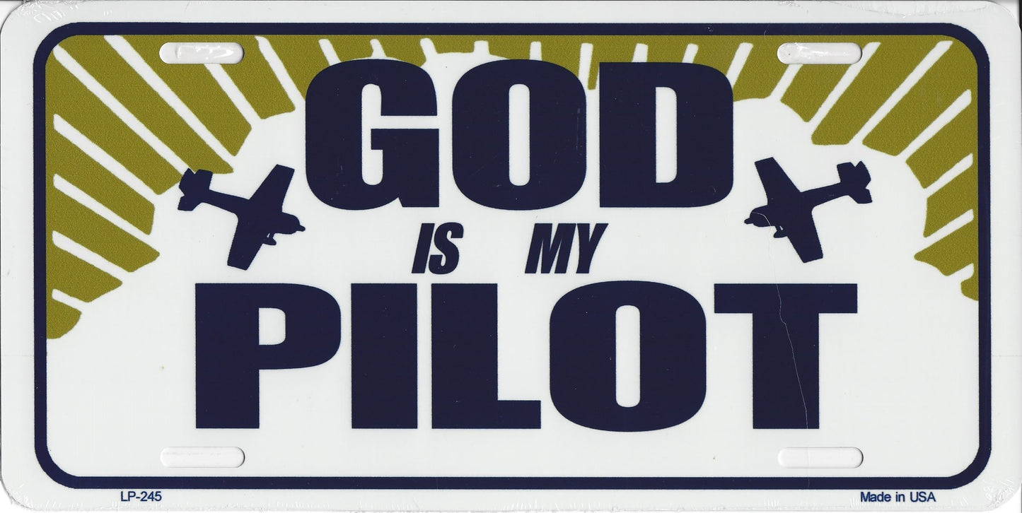 God is My Pilot License Plate