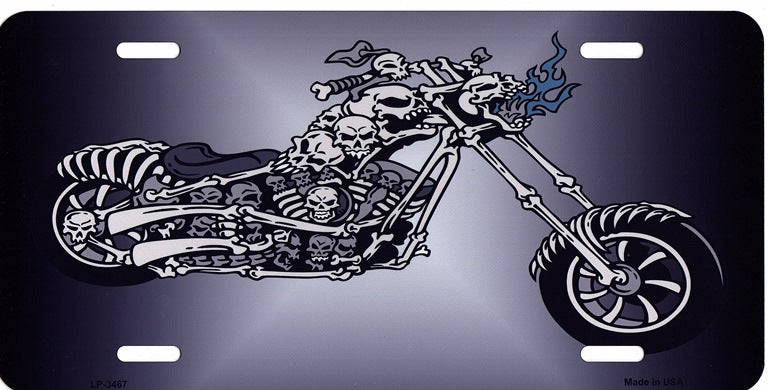 Chopper Skull Metal License Plate