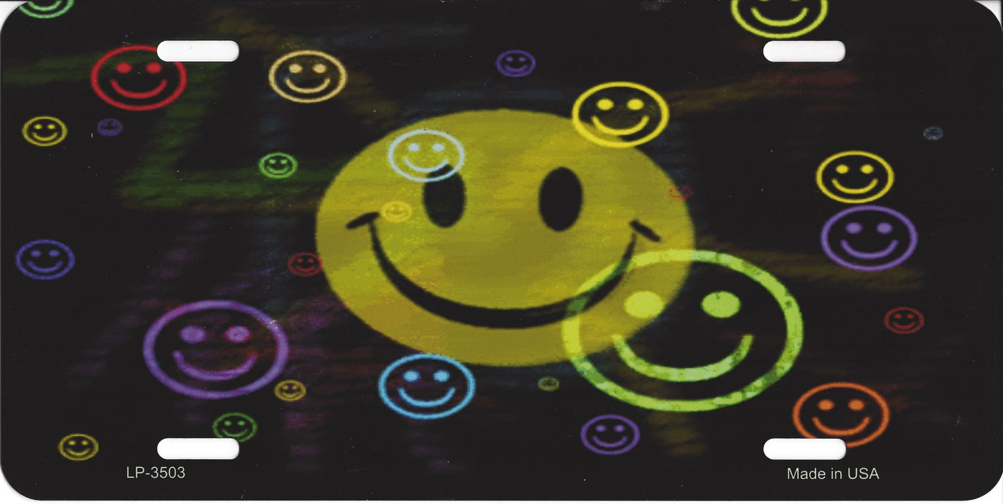 Multi Colored Smiley Metal License Plate