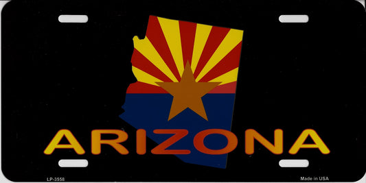 Arizona With State Flag Metal License Plate