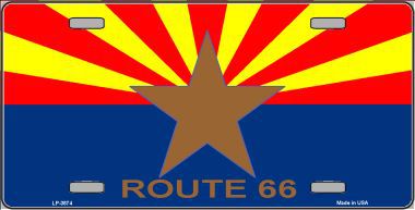 Arizona Sunburst Route 66 License Plate