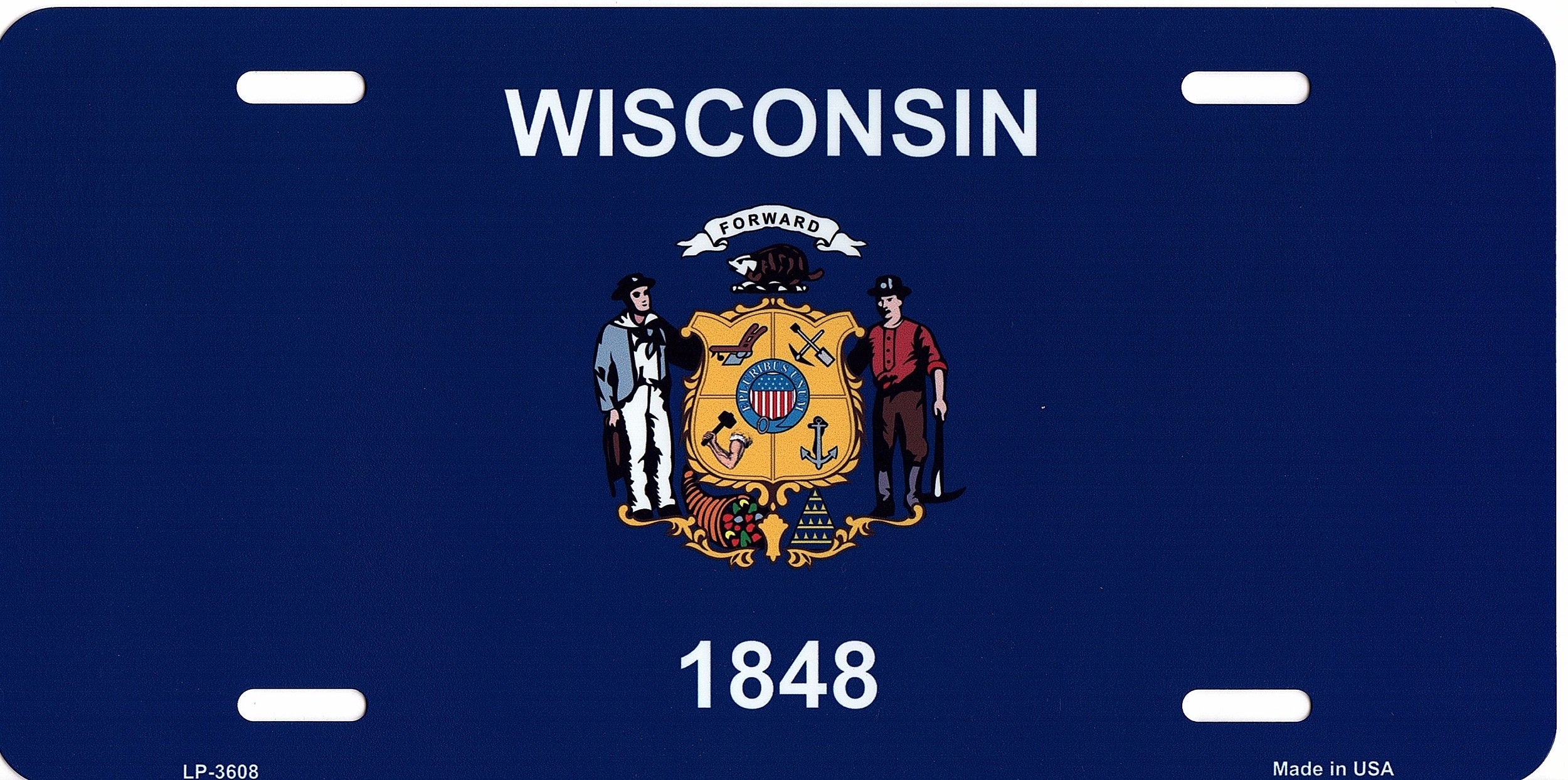 Wisconsin State Flag Metal License Plate – Auto License Plates Frames