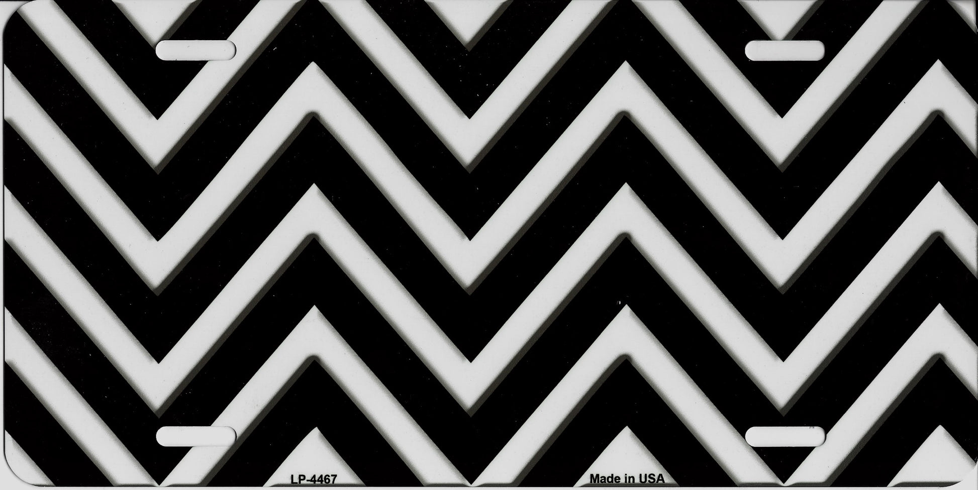 Black And White Chevron Metal License Plate