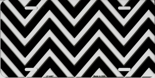 Black And White Chevron Metal License Plate