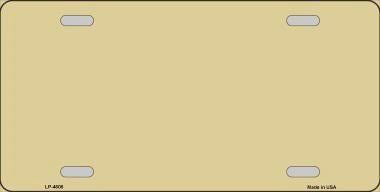 Tan Solid Background Metal License Plate