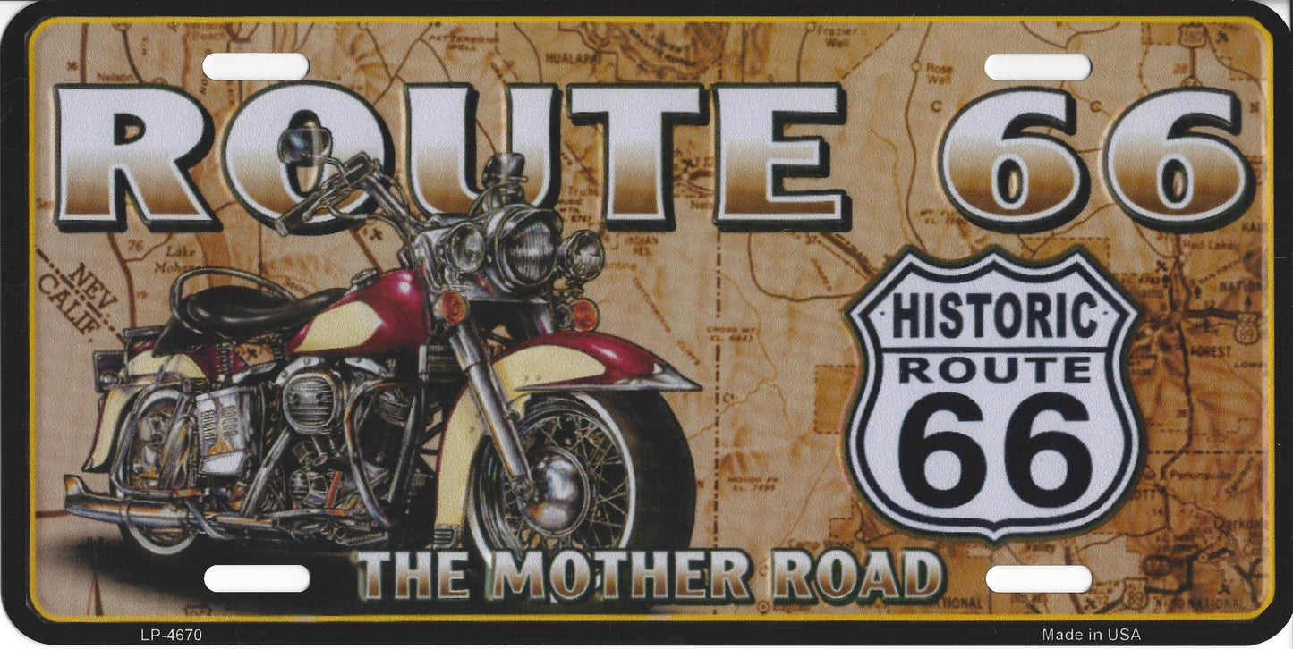 Route 66 With Motorcycle License Plate