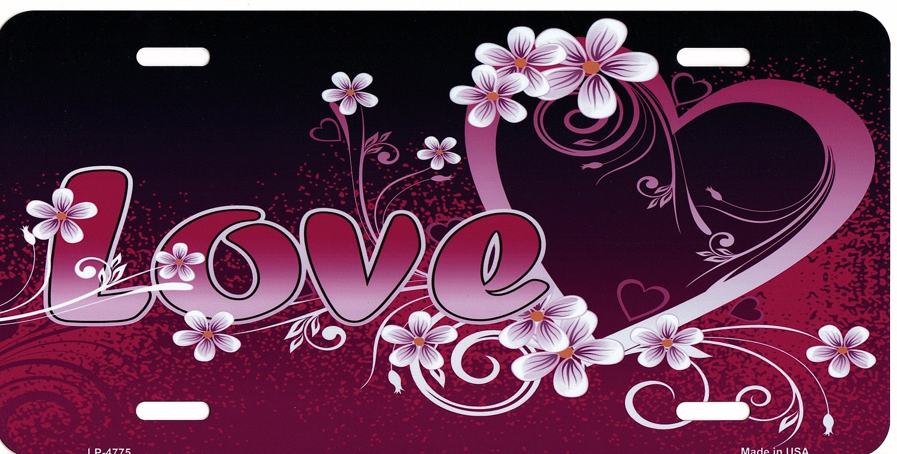 Love With Purple Filigree Metal License Plate