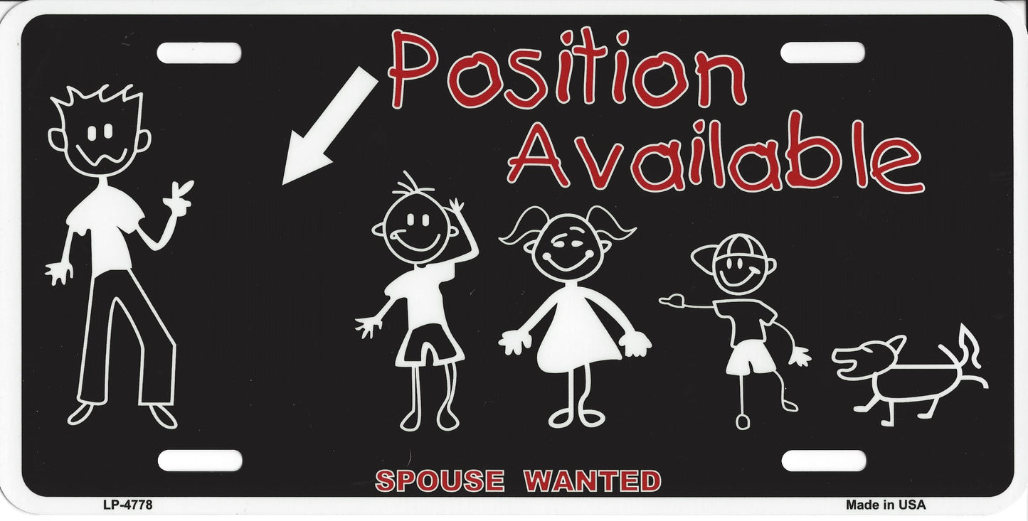 Spouse Wanted Male License Plate