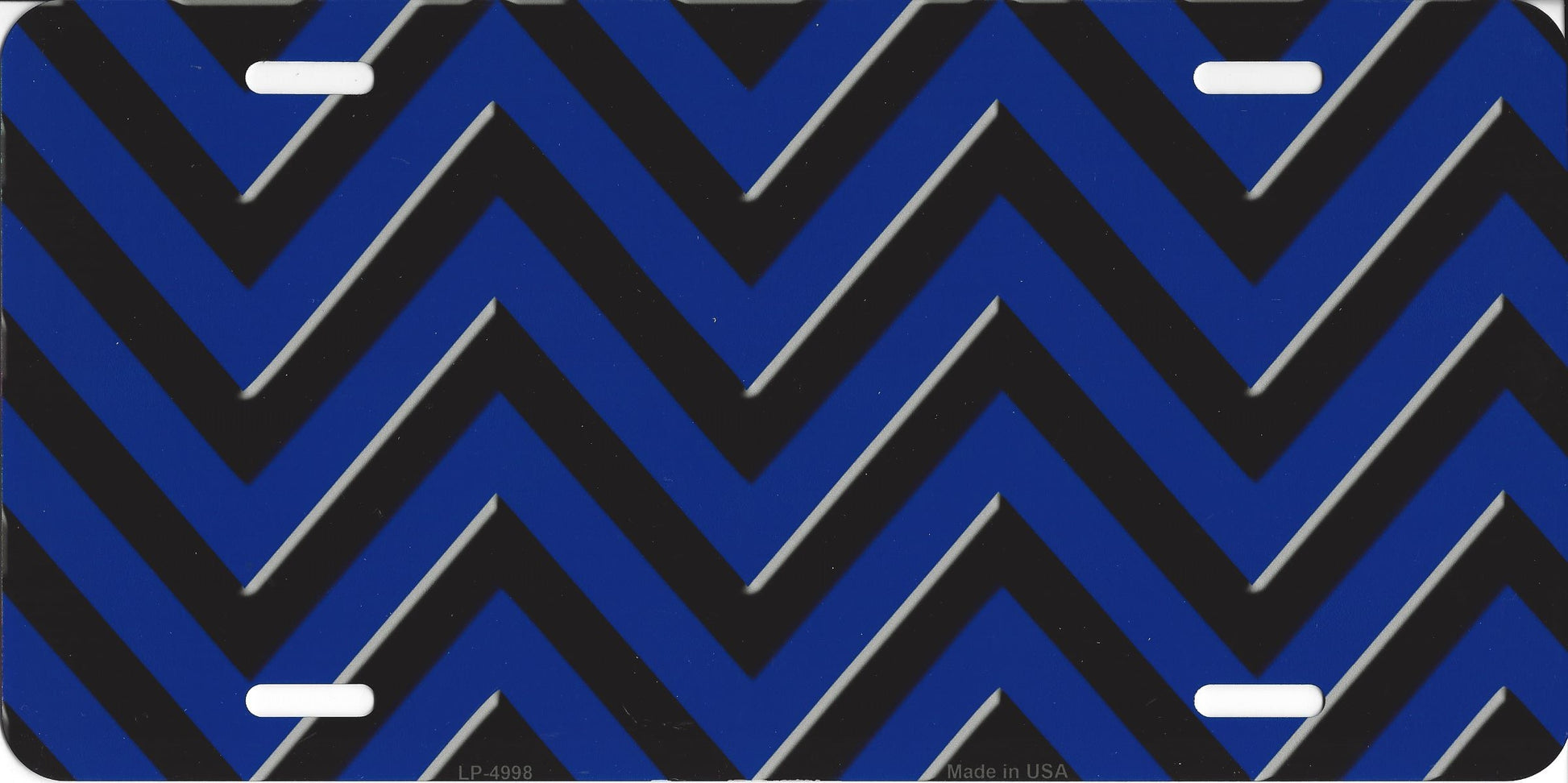 Black And Blue Chevron Metal License Plate