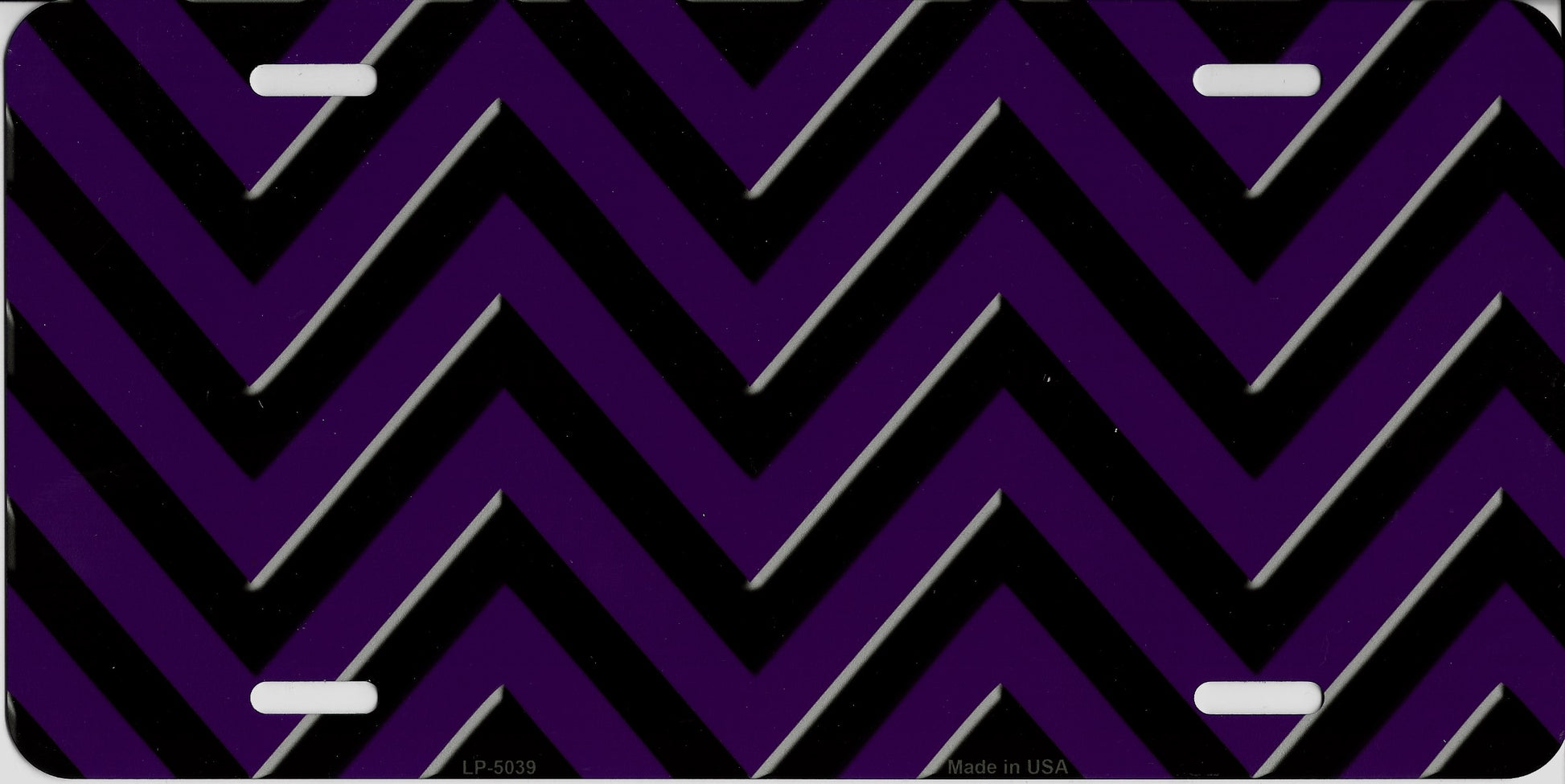 Purple And Black Chevron Metal License Plate