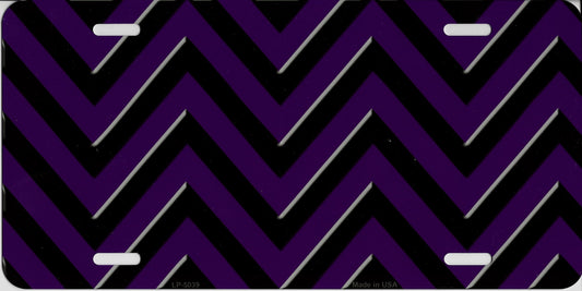 Purple And Black Chevron Metal License Plate