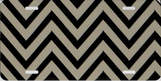 Tan And Black Chevron Metal License Plate