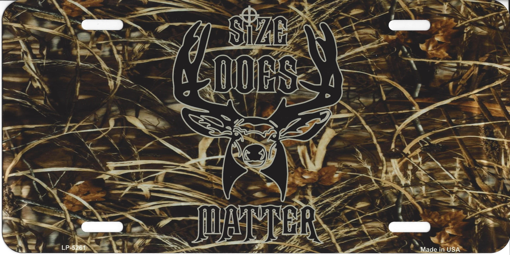 Size Does Matter Camouflage Metal License Plate