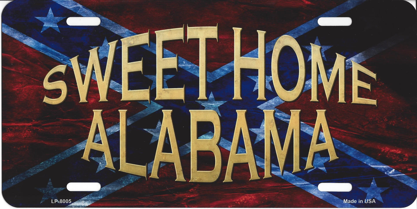 Sweet Home Alabama Confederate Rebel Flag License Plate