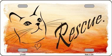 Rescue Cat Metal License Plate