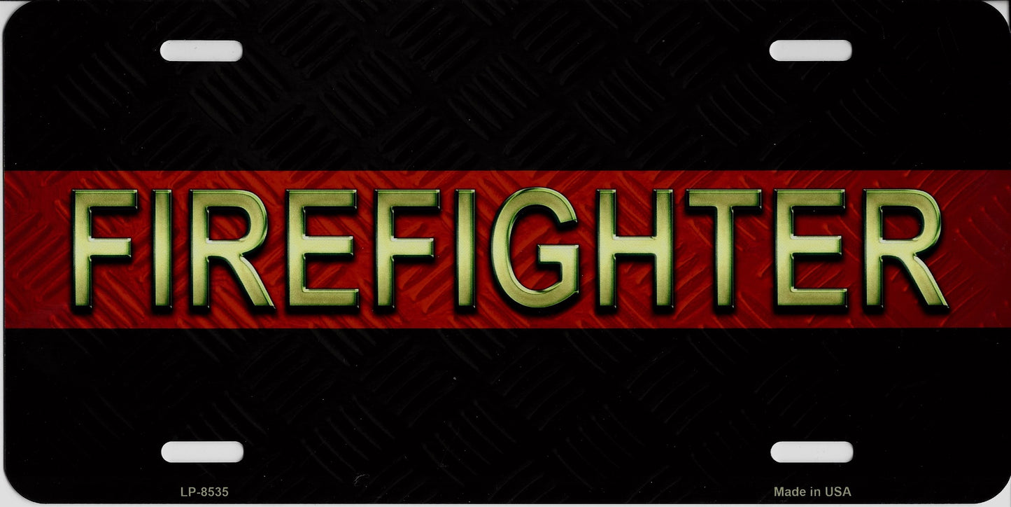 Firefighter Thin Red Line Metal License Plate