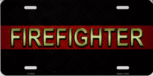 Firefighter Thin Red Line Metal License Plate