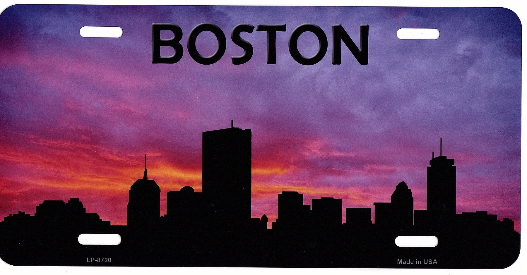 Boston Skyline Silhouette Metal License Plate – Auto License Plates Frames