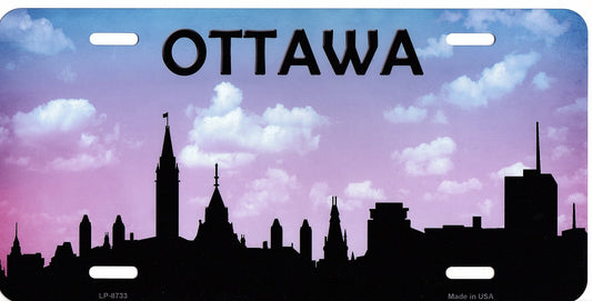 Ottawa Skyline Silhouette Metal License Plate