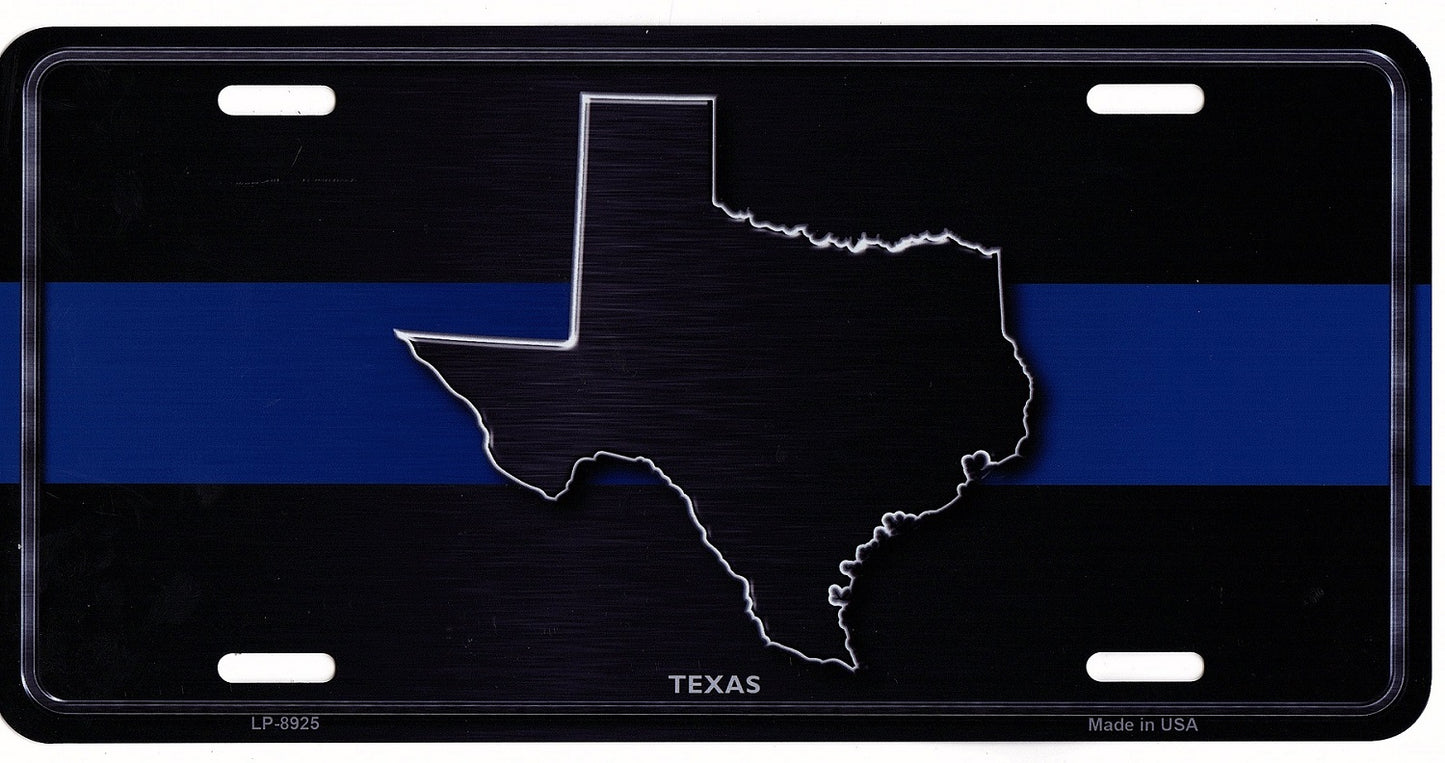 Texas Thin Blue Line Metal License Plate