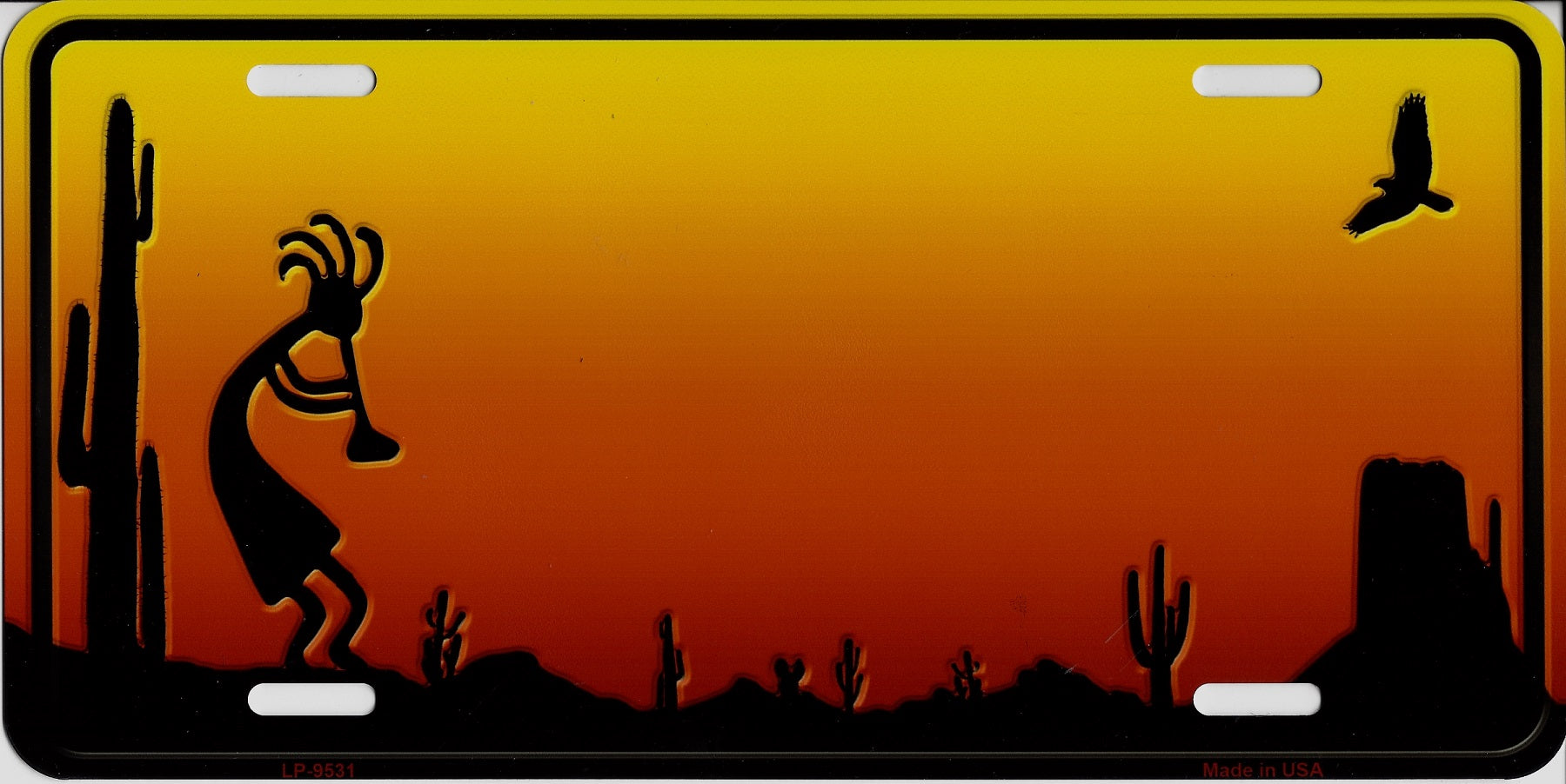 Sunset With Kokopelli Silhouette Metal License Plate