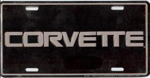 Corvette Letters on Black License Plate