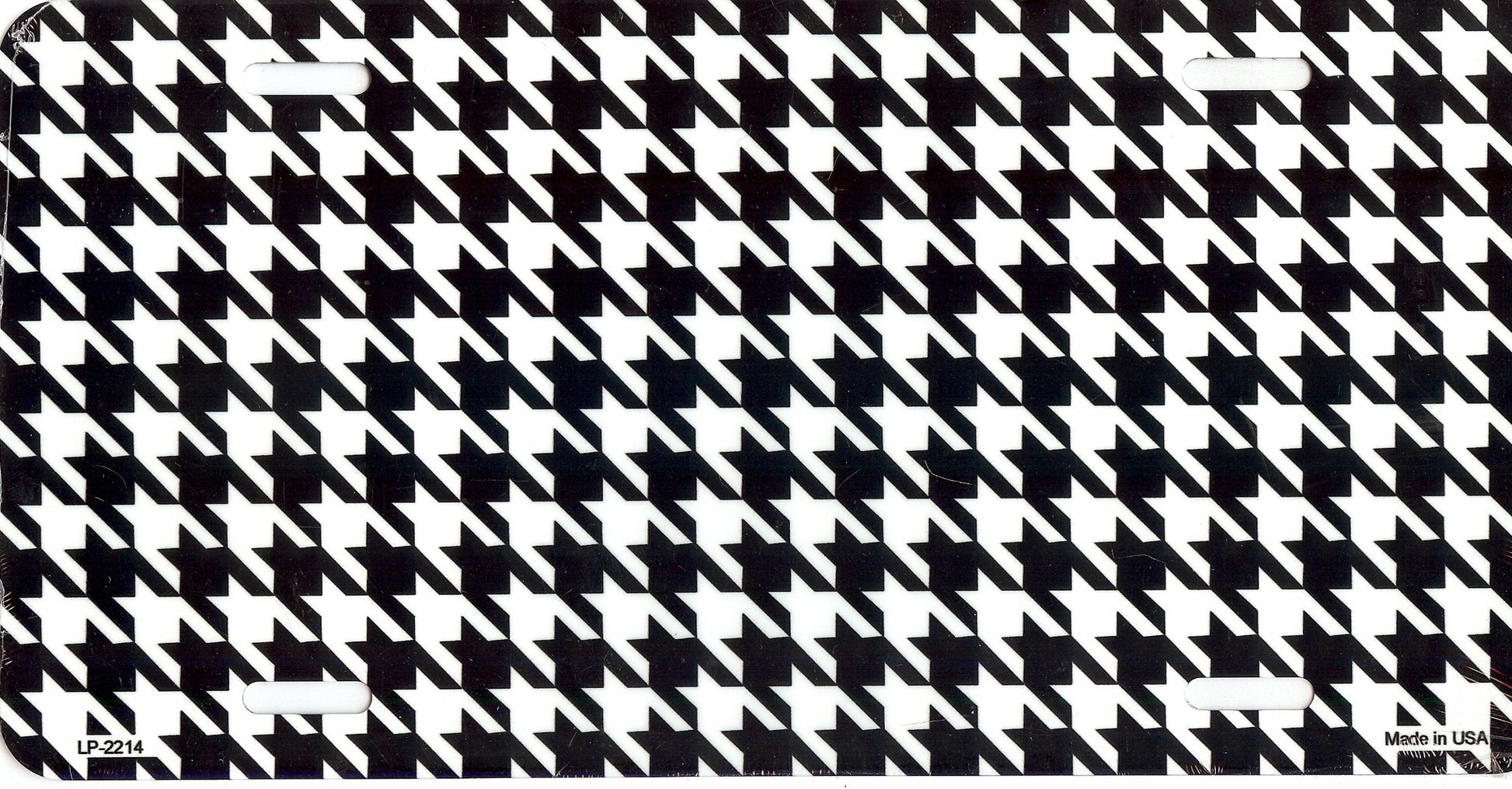 Houndstooth - White and Black License Plate