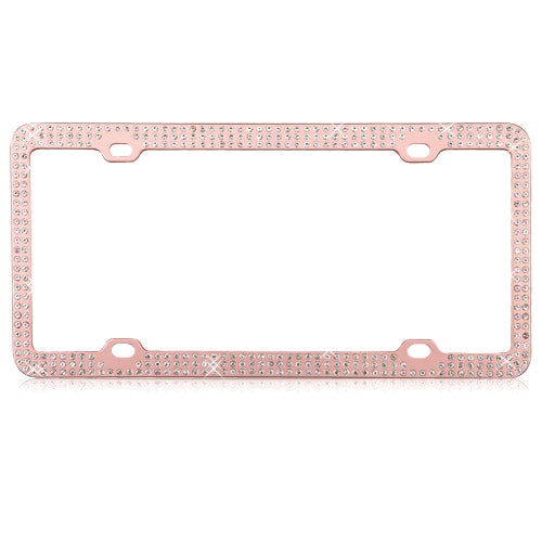 Triple Row Diamond Rose Gold License Plate Frame