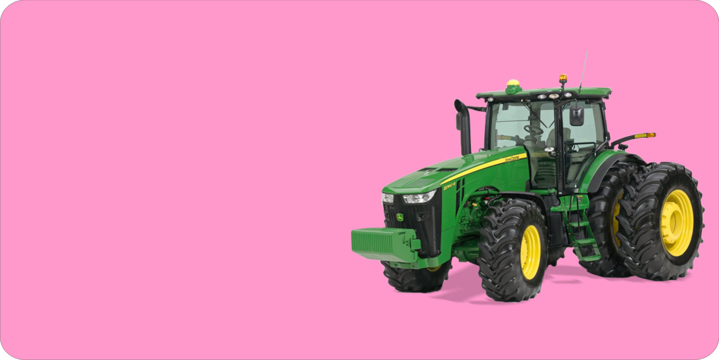 John Deere Tractor Offset On Pink Photo License Plate