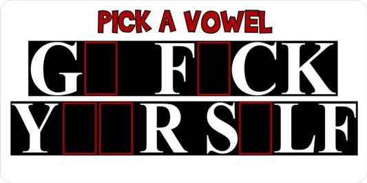 Pick A Vowel Photo License Plate