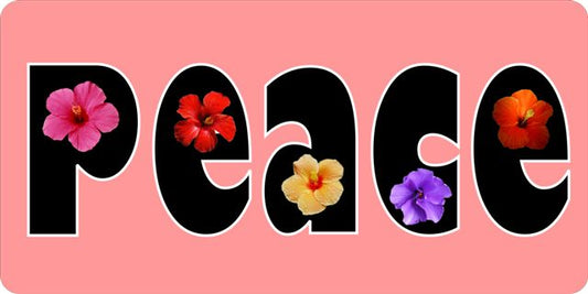 Peace Hibiscus Flowers Photo License Plate