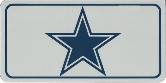 Large Silver Blue Star Photo License Plate