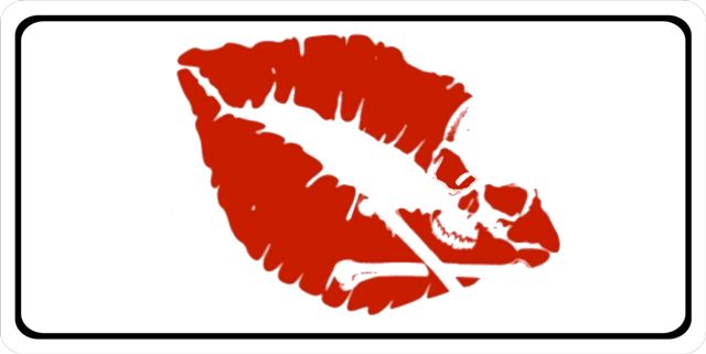 Red Lips With Skull Photo license Plate